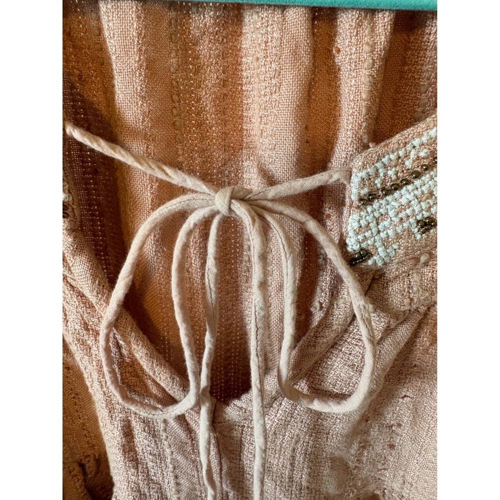Altar'd State Boho Beaded Peasant Blouse Terracotta Bell Sleeve Top Small - Picture 3 of 6